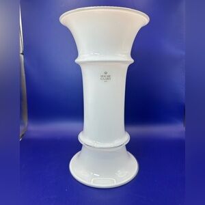 Vintage Holmegaard Michael Bang Glass Vase in opal white - clear crystal